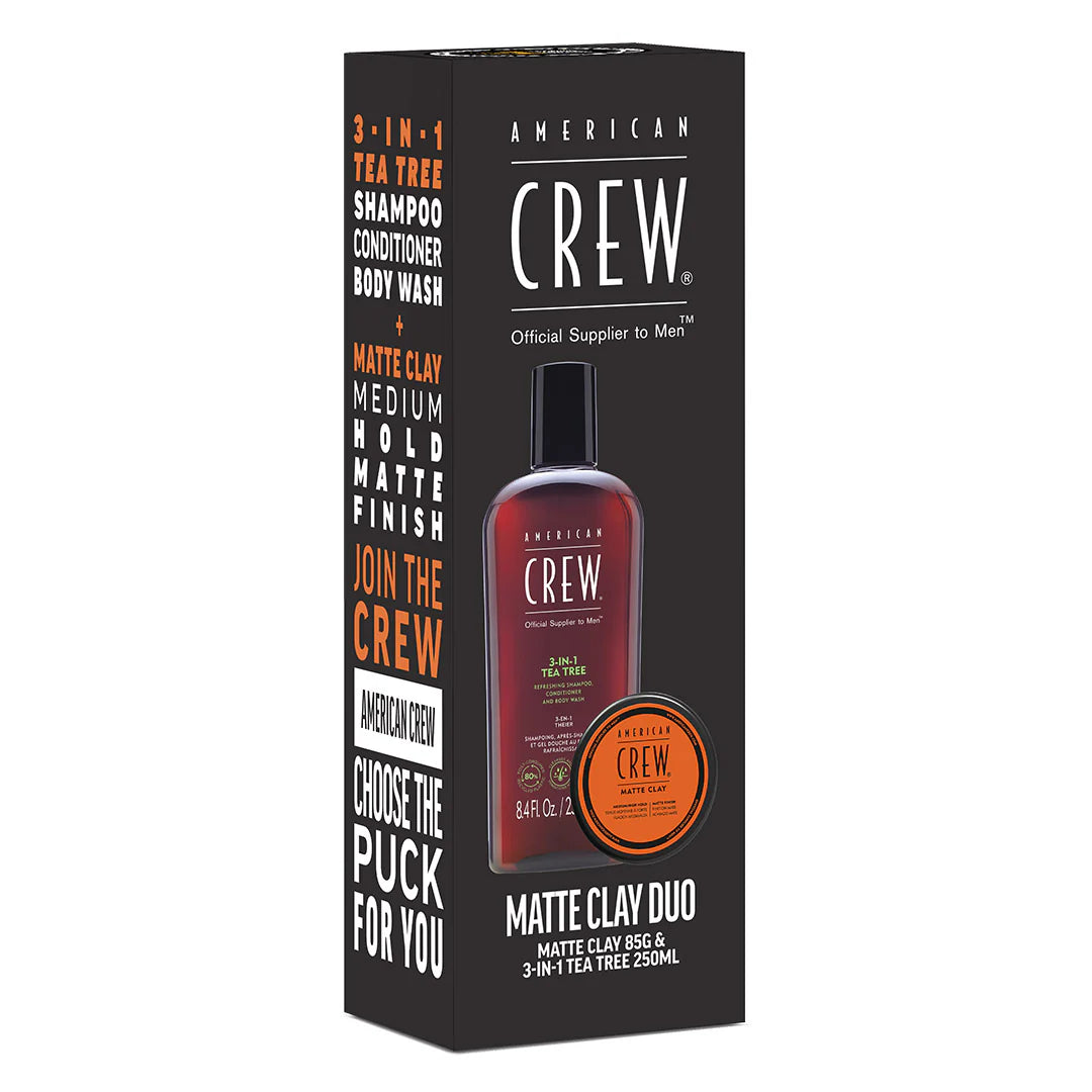 AMERICAN CREW CLASSIC 3 IN 1 TEA TREE SHAMPOO 250ML & AMERICAN CREW MATTE CLAY 85G DUO PACK