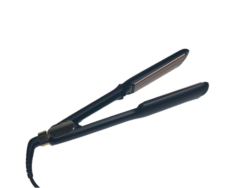 Professional Hair Straightener - Sleek Matte Black & Gold