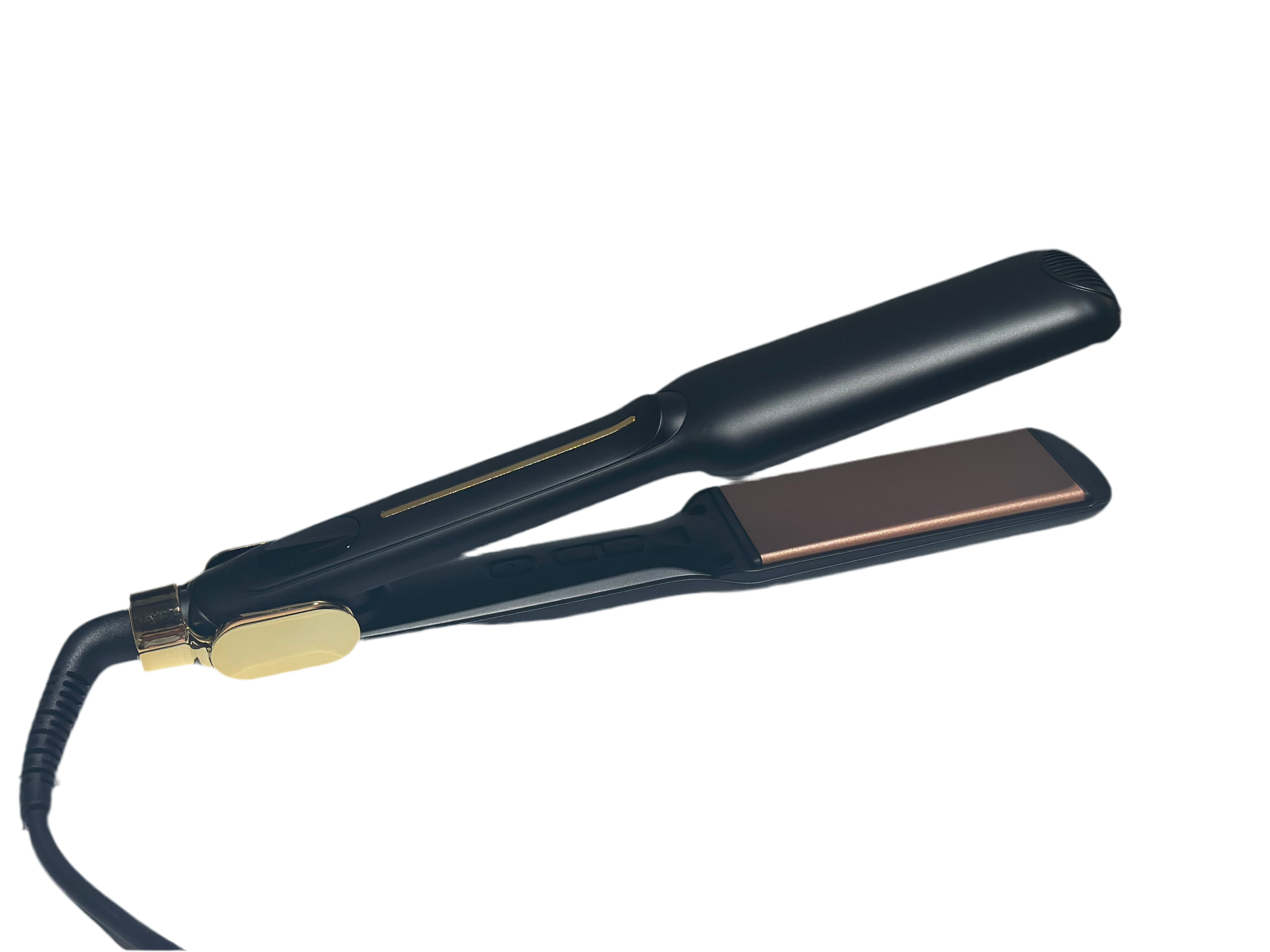 Professional Hair Straightener - Sleek Matte Black & Gold