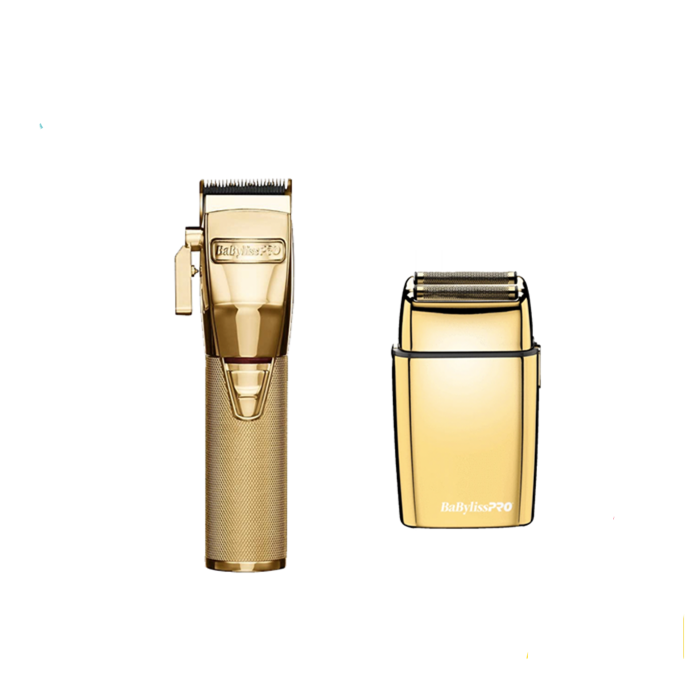 Babyliss Pro Gold FX02 Double Foil Shaver & PRO Gold FX Lithium Clipper - Gold - Bundle