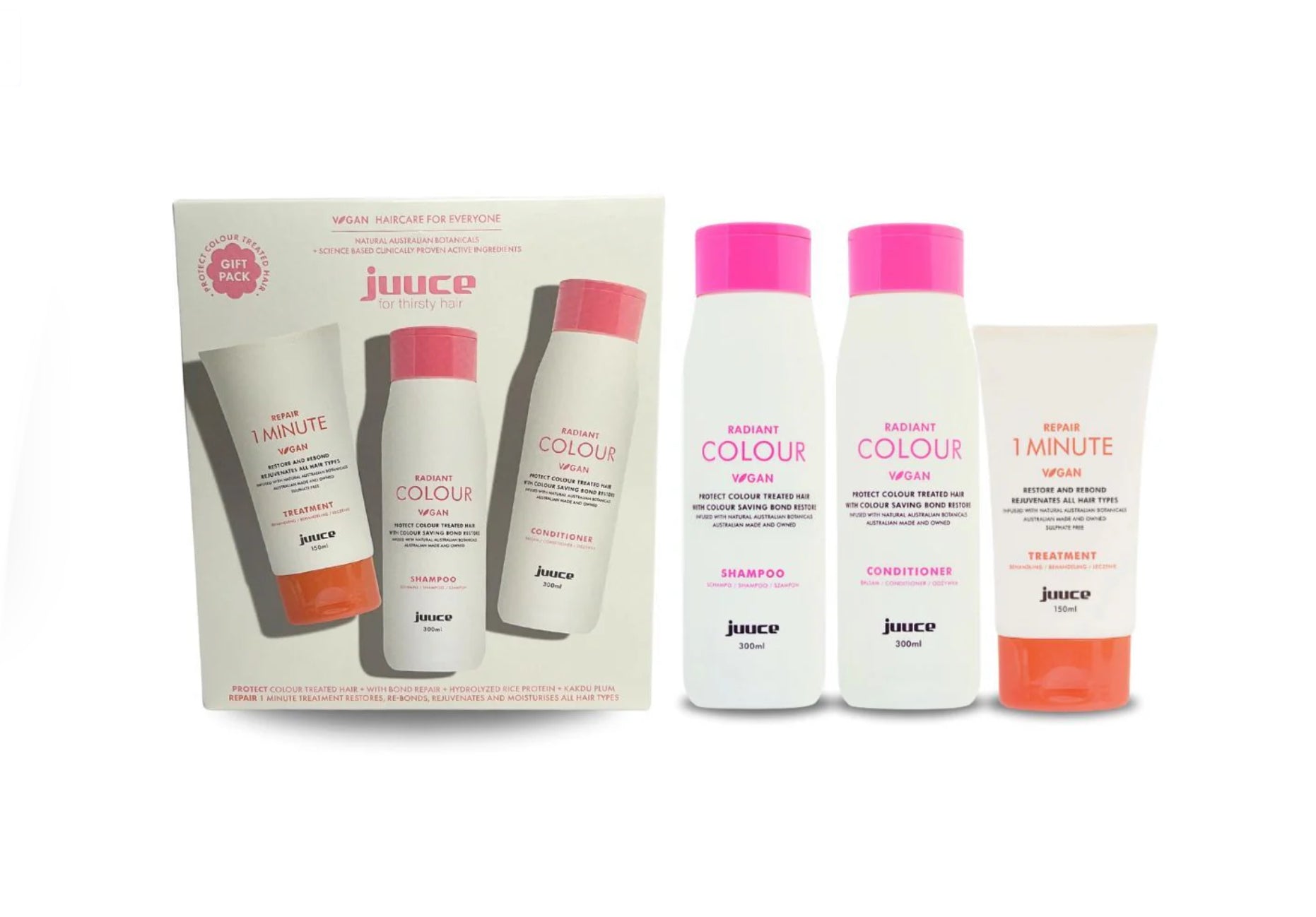 Juuce Radiant COLOUR + Repair 1 MINUTE Treatment Trio Pack