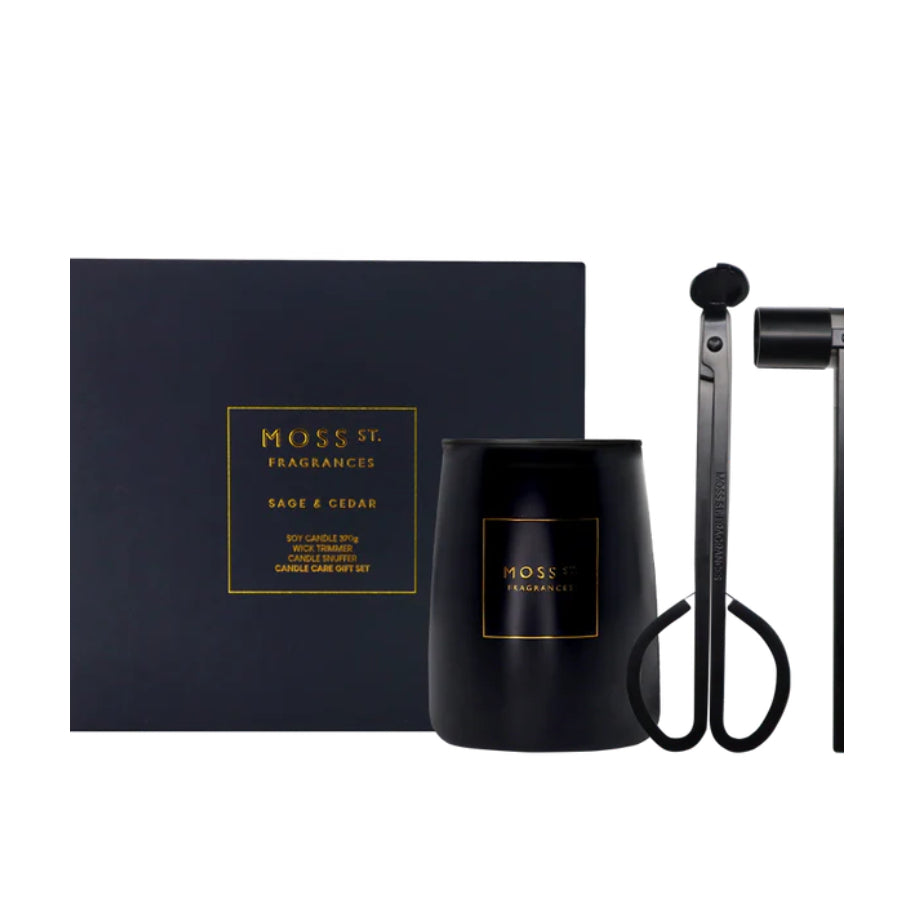 MOSS ST. Sage & Cedar Candle Care Gift Set