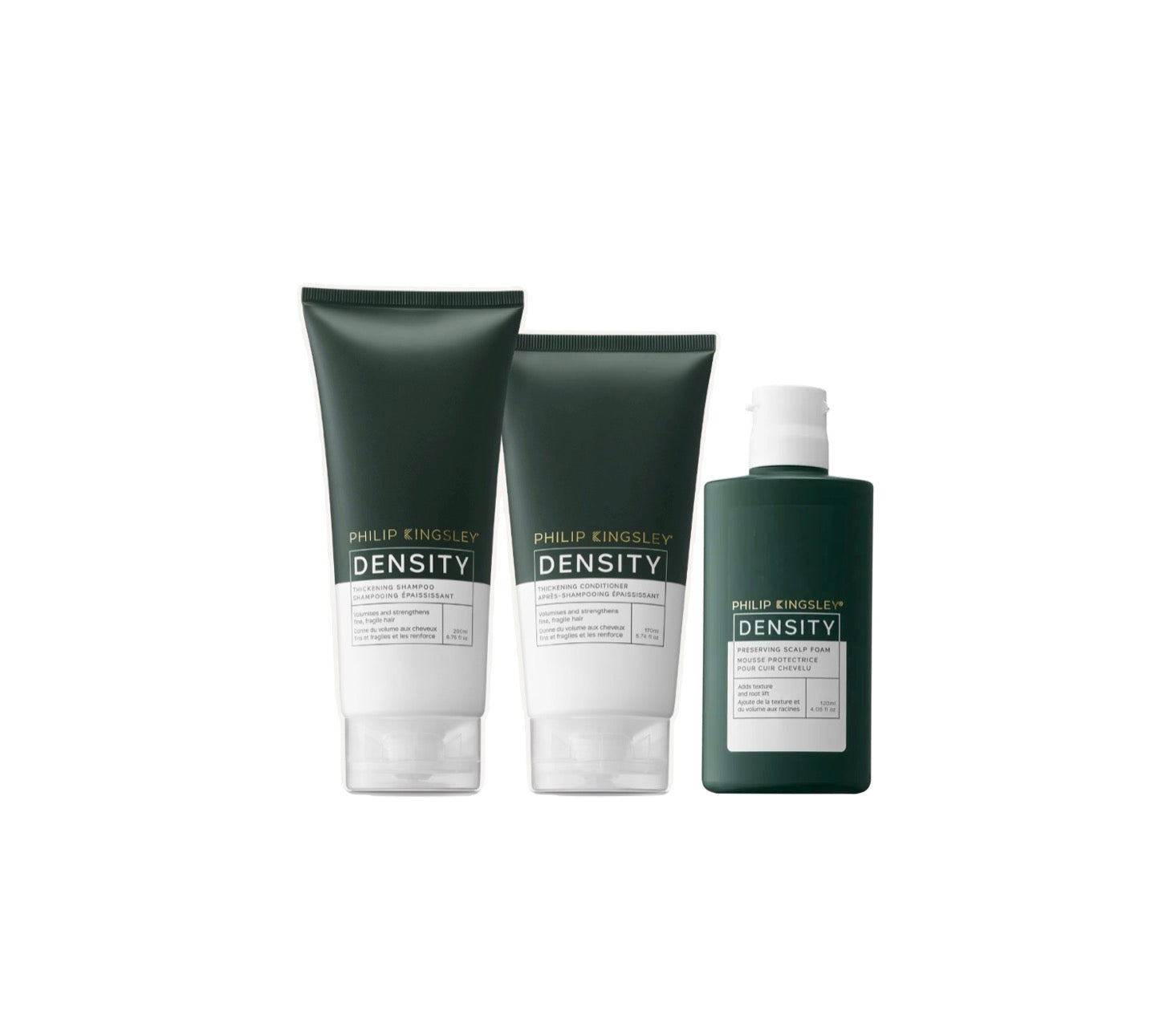 PHILIP KINGSLEY DENSITY 
Thickening Shampoo & Conditioner & Preserving Scalp Foam