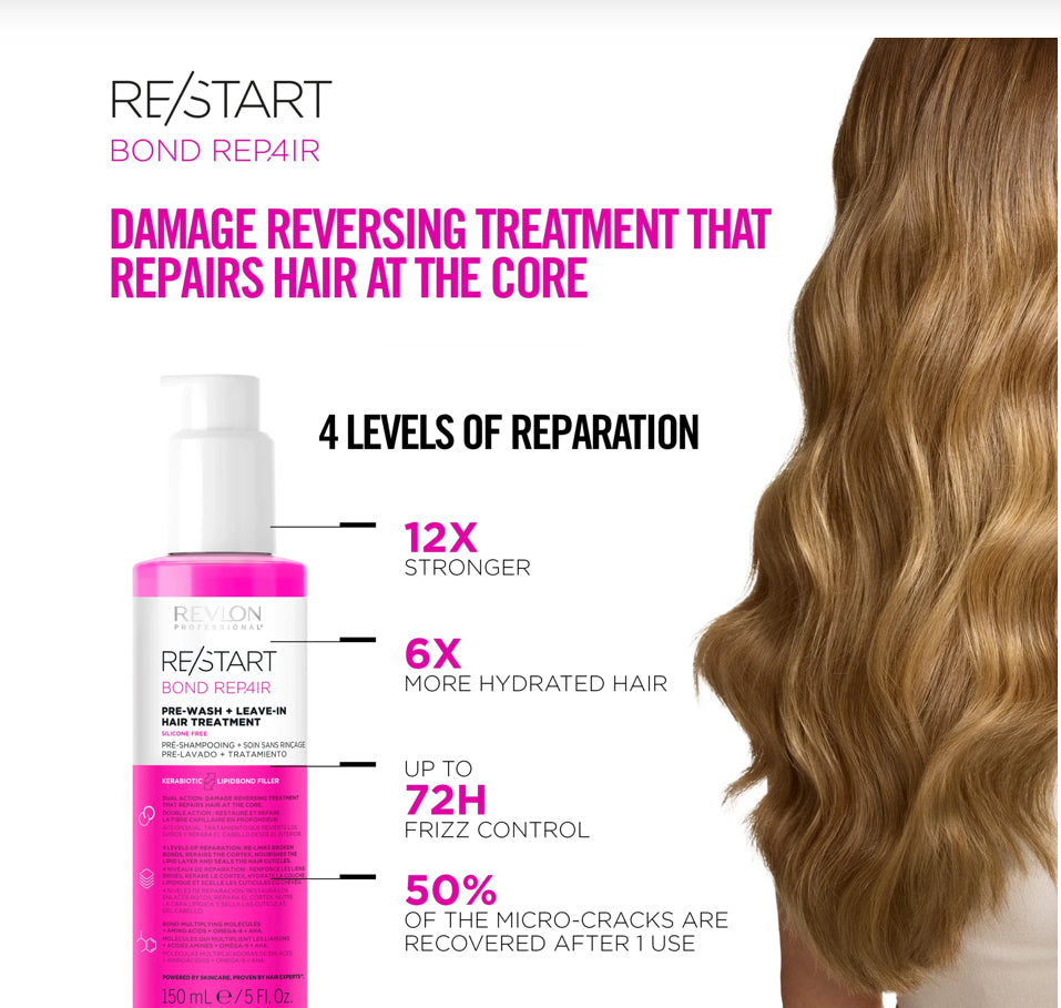 REVLON PROFESSIONAL RE/START BOND REPAIR PRE-WASH + LEAVE-IN HAIR TREATMENT 150ml