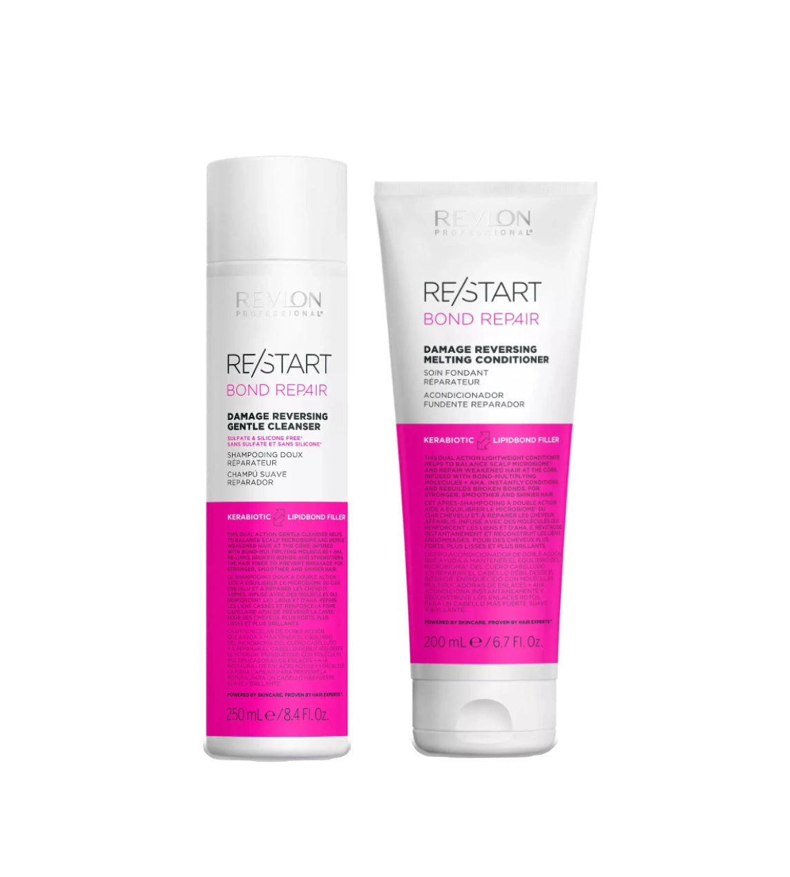 REVLON PROFESSIONAL RE/START BOND REPAIR DAMAGE REVERSING GENTLE CLEANSER 250ml & MELTING CONDITIONER 200ml DUO