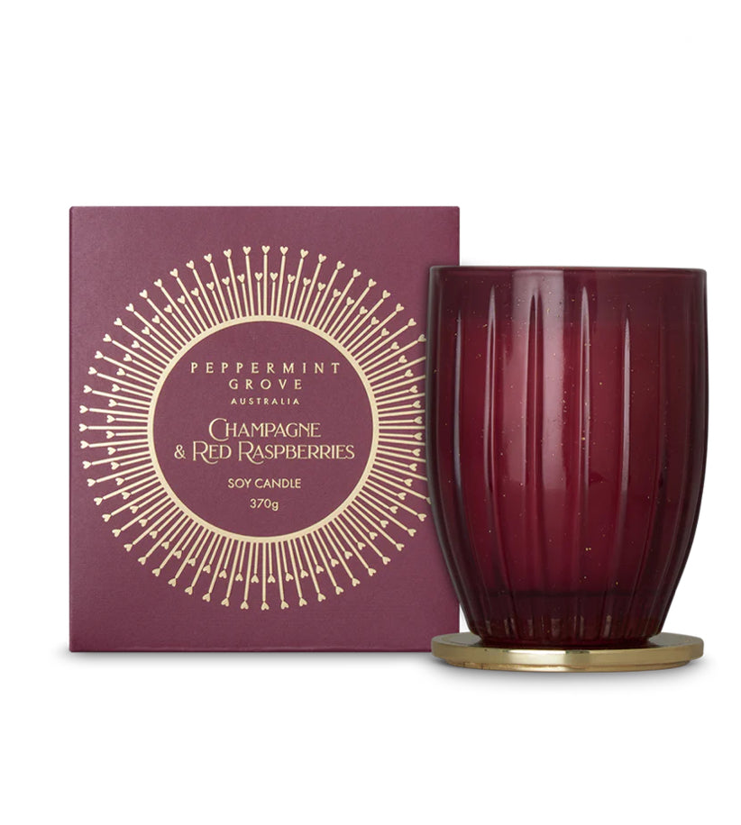 Peppermint Grove Champagne & Red Raspberries Soy Candle 370g
