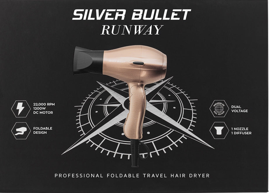 SILVER BULLET RUNWAY FOLDABLE MINI TRAVEL HAIR DRYER