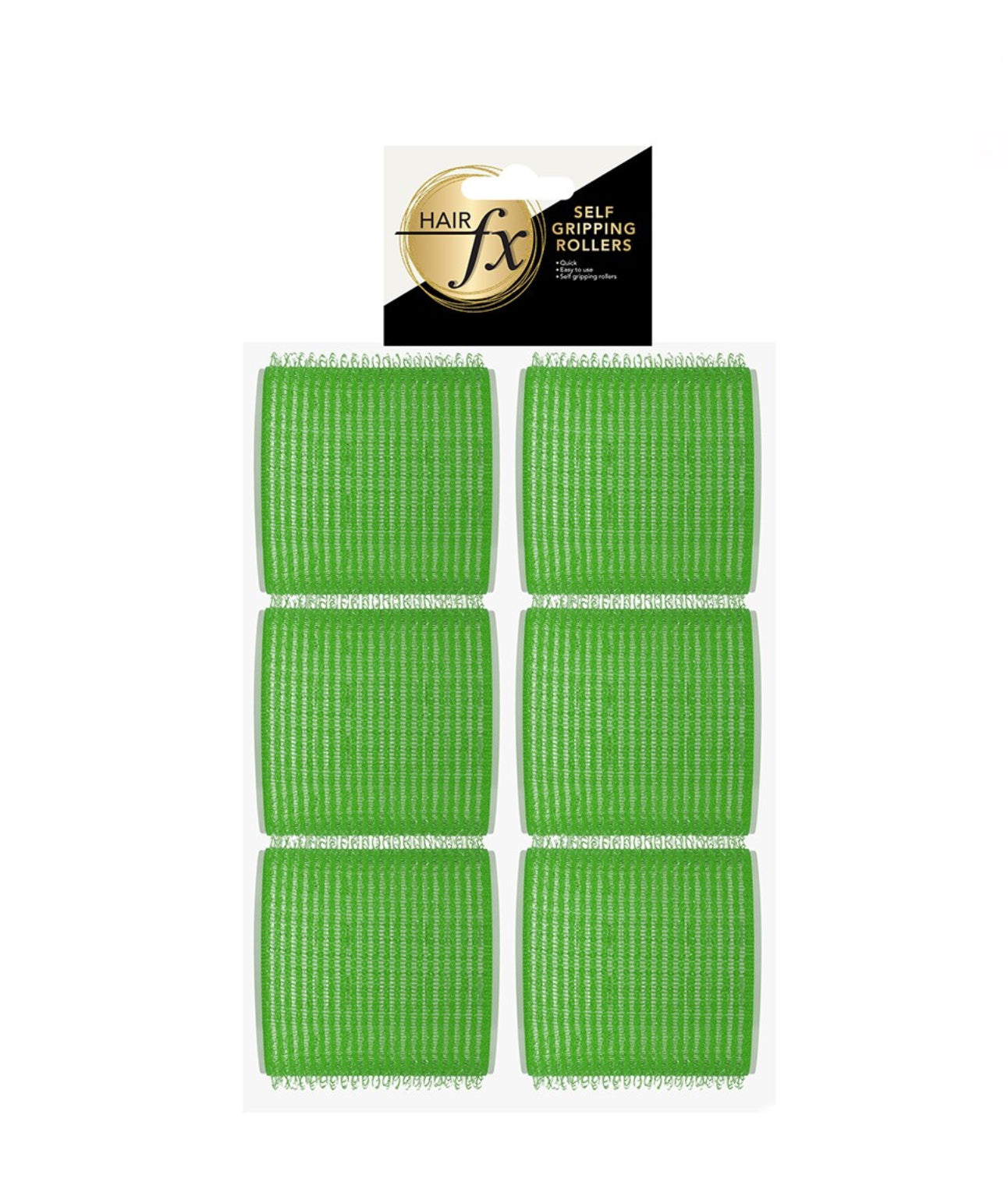 HAIR FX - Self Gripping Velcro Rollers 60mm 6pk - Green