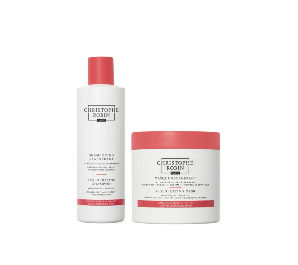 CHRISTOPHE ROBIN Regenerating Shampoo & Mask - With Prickly Pear Oil (Duo Bundle)