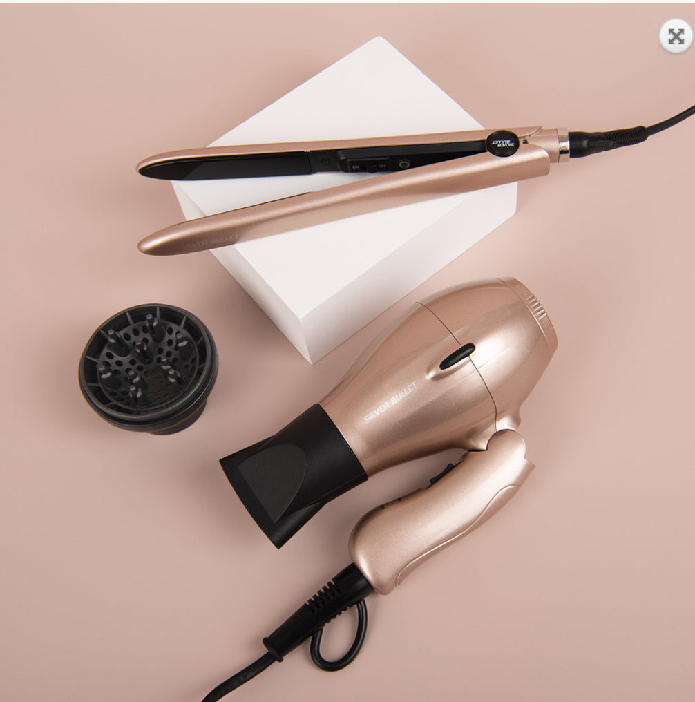 SILVER BULLET STYLEAWAY HAIR DRYER & STRAIGHTENER TRAVEL SET