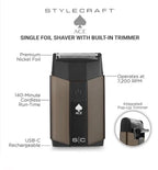 STYLECRAFT BY SILVER BULLET ACE Single Foil Cordless Shaver With Built-In Trimmer on
