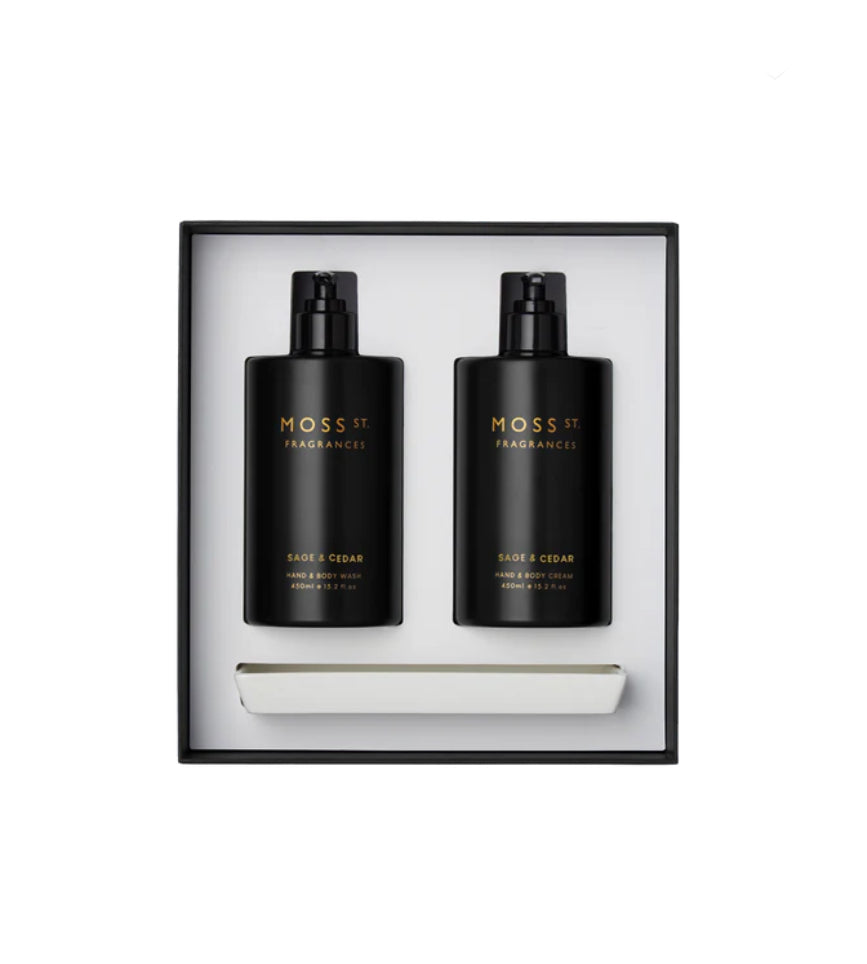 MOSS ST. Sage & Cedar Hand Care Duo with Ceramic Tray