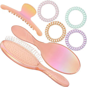 Wet brush Pro Detangler Holographic Peach Kit - Iridescent Rays Style Set