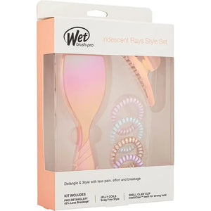 Wet brush Pro Detangler Holographic Peach Kit - Iridescent Rays Style Set