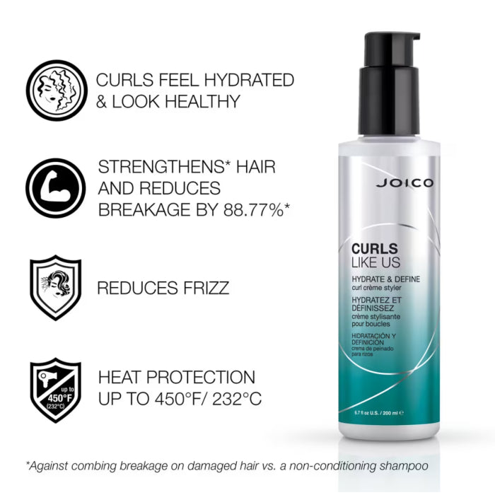 JOICO CURLS LIKE US HYDRATE & DEFINE CURL CRÈME STYLER 200ML