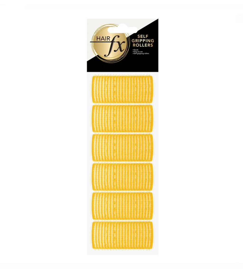 HAIR FX - Self Gripping Velcro Rollers 33mm 6pk - Yellow