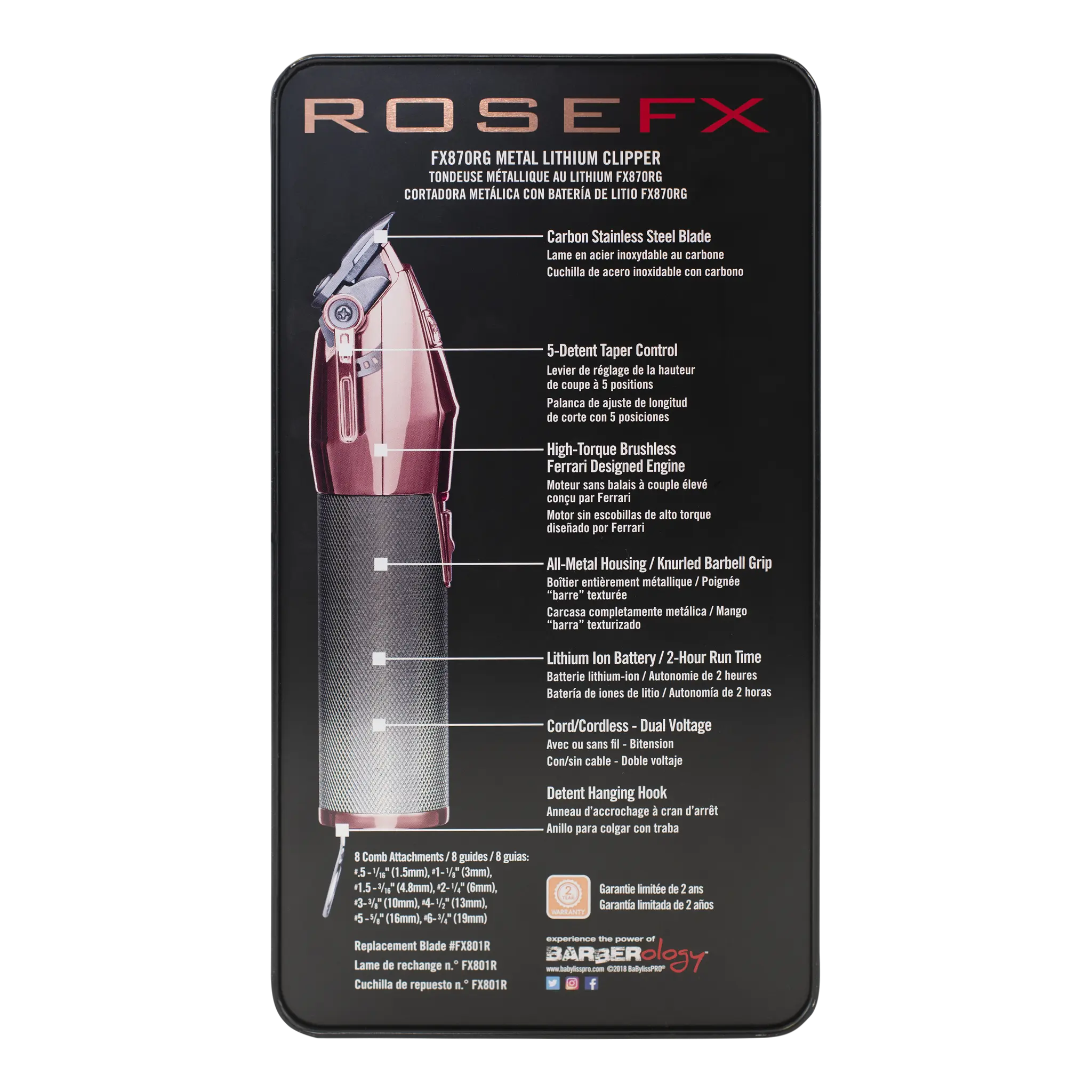 BaBylissPRO RoseFX FX870RG Lithium Hair Clipper