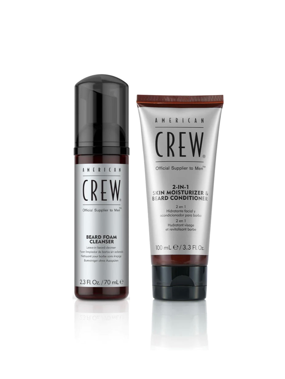 AMERICAN CREW Beard Foam Cleanser 70ml & 2 in 1 Skin Moisturizer-Beard Conditioner 100ml Bundle