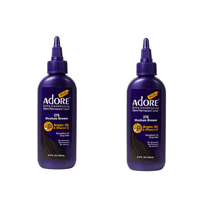 Adore Plus Semi Permanent Hair Colour Medium Brown 376 Duo - 100mL - AtsiHairSupplies