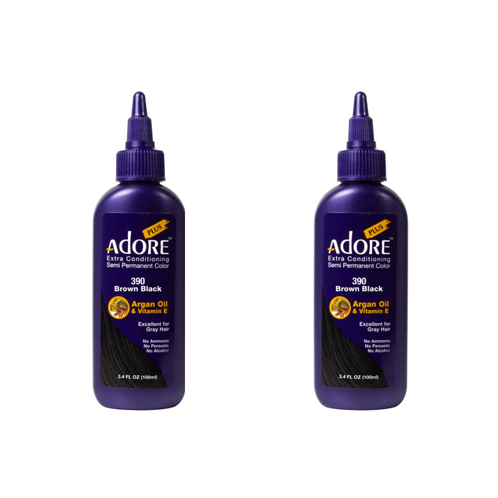 Adore Plus Semi Permanent Hair Colour Brown Black 390 Duo - 100mL