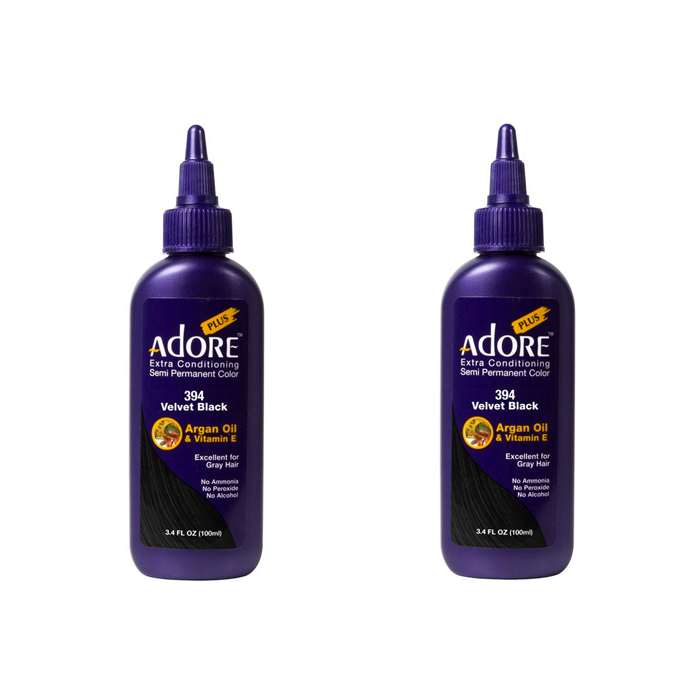 Adore Plus Semi Permanent Hair Colour Velvet Black 394 Duo - 100mL - AtsiHairSupplies