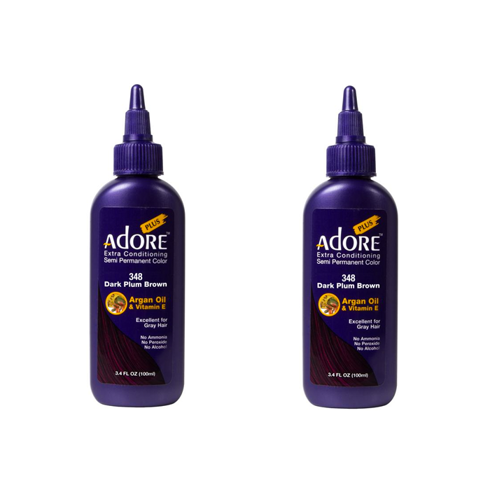 Adore Plus Semi Permanent Hair Colour Dark Plum Brown 348 Duo - 100mL - AtsiHairSupplies