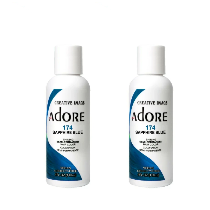 Adore Semi-Permanent Hair Colour 174 Sapphire Blue Duo - 118mL - AtsiHairSupplies