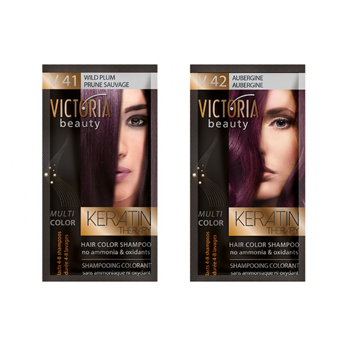 Victoria Beauty Keratin Therapy Hair Colour Shampoo V41 & V42 Duo (Wild Plum & Aubergine)